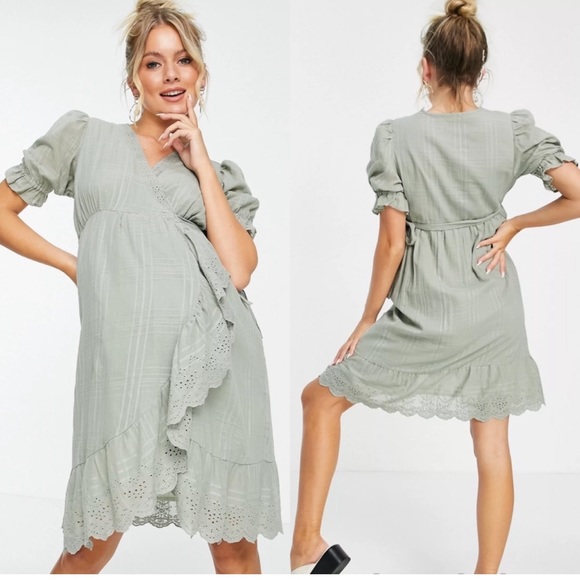ASOS Maternity Dresses & Skirts - NEW ASOS Design Maternity Broderie Lace Eyelet Wrap Dress